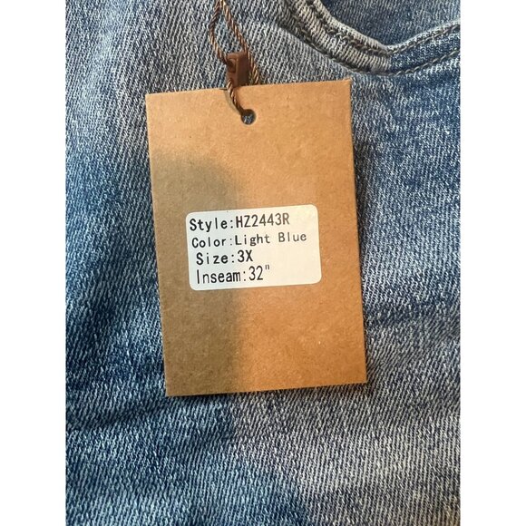 Blakeley Womens 3X Light Blue Distressed Flair Leg Jeans 32" Inseam Boho 70s - Picture 5 of 12